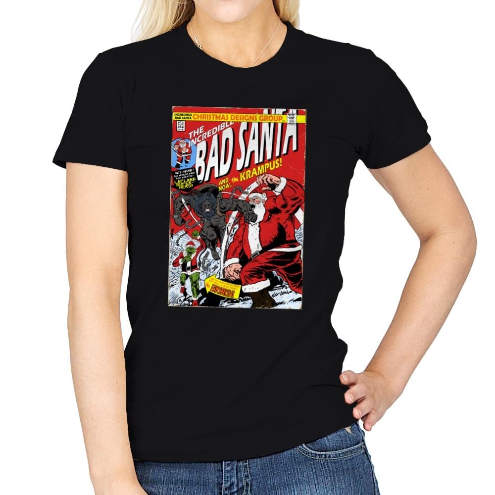 The Incredible Bad Santa - Womens T-Shirts RIPT Apparel Small / Black