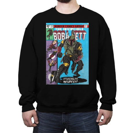 The Invincible Bounty Hunter - Crew Neck Sweatshirt Crew Neck Sweatshirt RIPT Apparel Small / Black