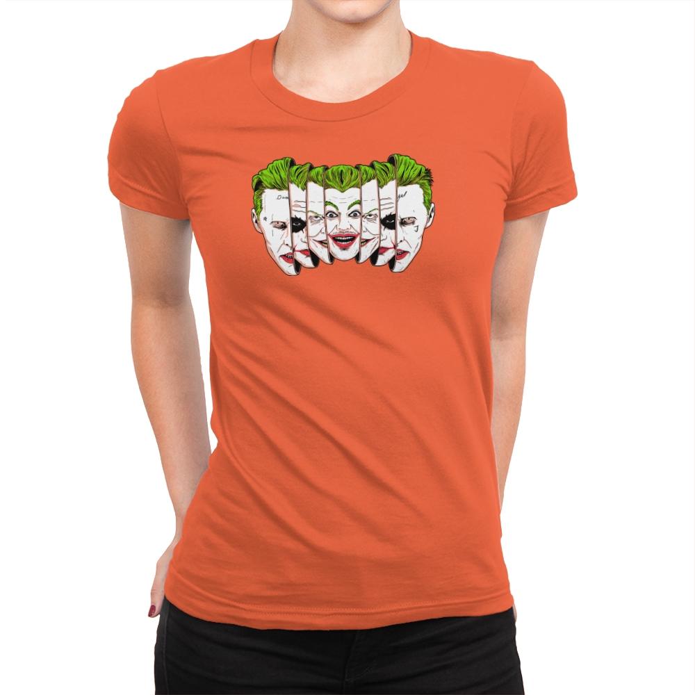 The Joke Has Many Faces Exclusive - Womens Premium T-Shirts RIPT Apparel Small / Classic Orange