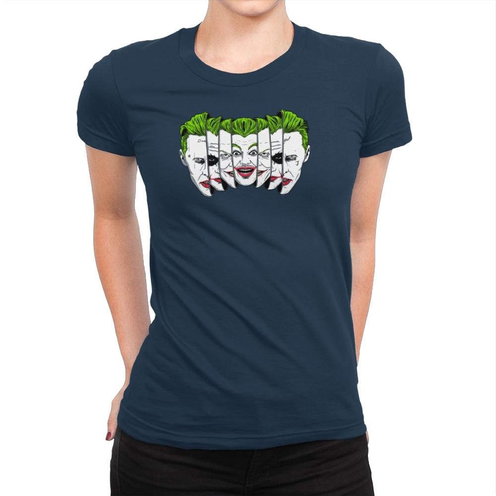 The Joke Has Many Faces Exclusive - Womens Premium T-Shirts RIPT Apparel Small / Midnight Navy