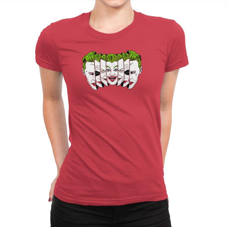 The Joke Has Many Faces Exclusive - Womens Premium T-Shirts RIPT Apparel Small / Red