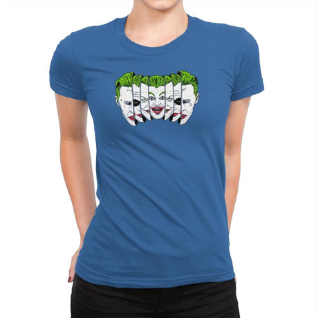 The Joke Has Many Faces Exclusive - Womens Premium T-Shirts RIPT Apparel Small / Royal
