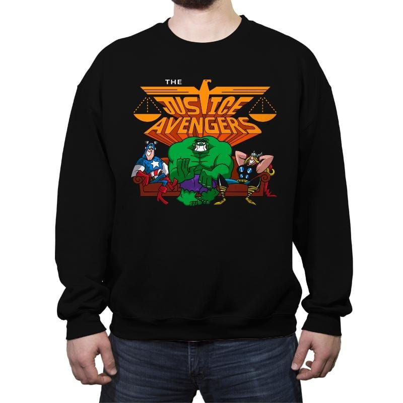 The Justvengers - Crew Neck Sweatshirt Crew Neck Sweatshirt RIPT Apparel Small / Black