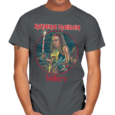 The Katana Maiden - Record Collector - Mens T-Shirts RIPT Apparel Small / Charcoal
