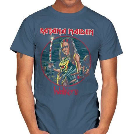 The Katana Maiden - Record Collector - Mens T-Shirts RIPT Apparel Small / Indigo Blue