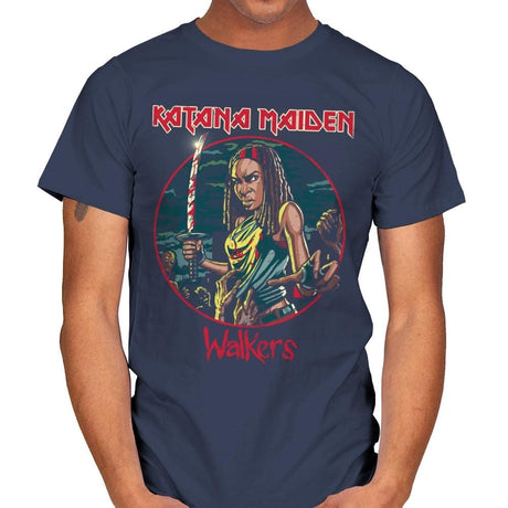 The Katana Maiden - Record Collector - Mens T-Shirts RIPT Apparel Small / Navy