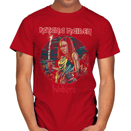 The Katana Maiden - Record Collector - Mens T-Shirts RIPT Apparel Small / Red