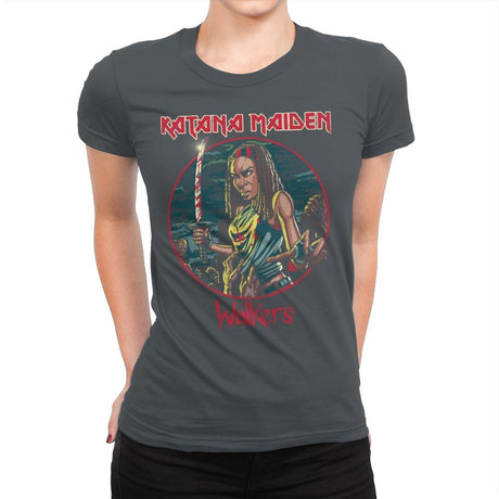The Katana Maiden - Record Collector - Womens Premium T-Shirts RIPT Apparel Small / Heavy Metal