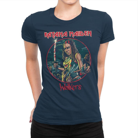 The Katana Maiden - Record Collector - Womens Premium T-Shirts RIPT Apparel Small / Midnight Navy