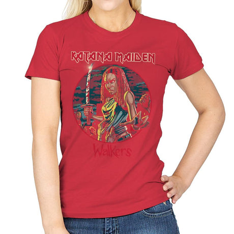 The Katana Maiden - Record Collector - Womens T-Shirts RIPT Apparel Small / Red