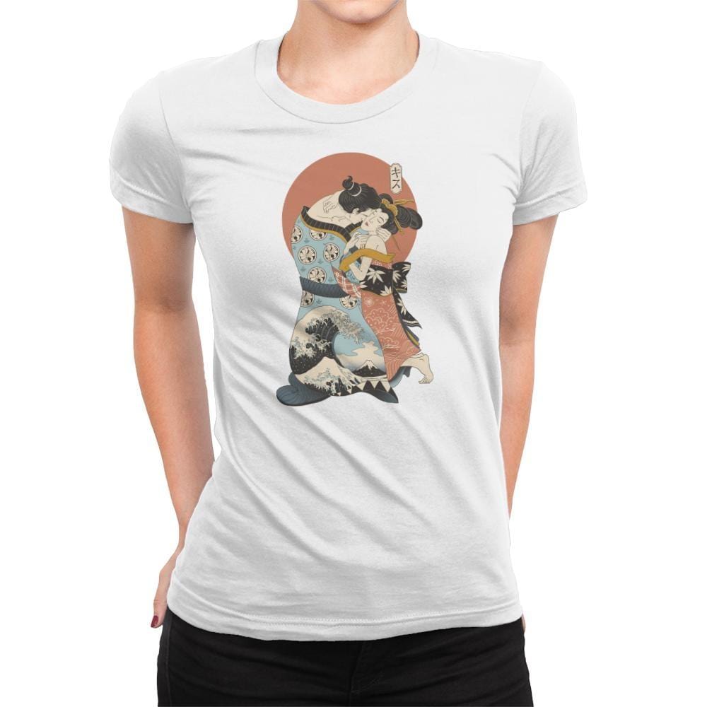 The Kiss Ukiyo-e - Womens Premium T-Shirts RIPT Apparel Small / White