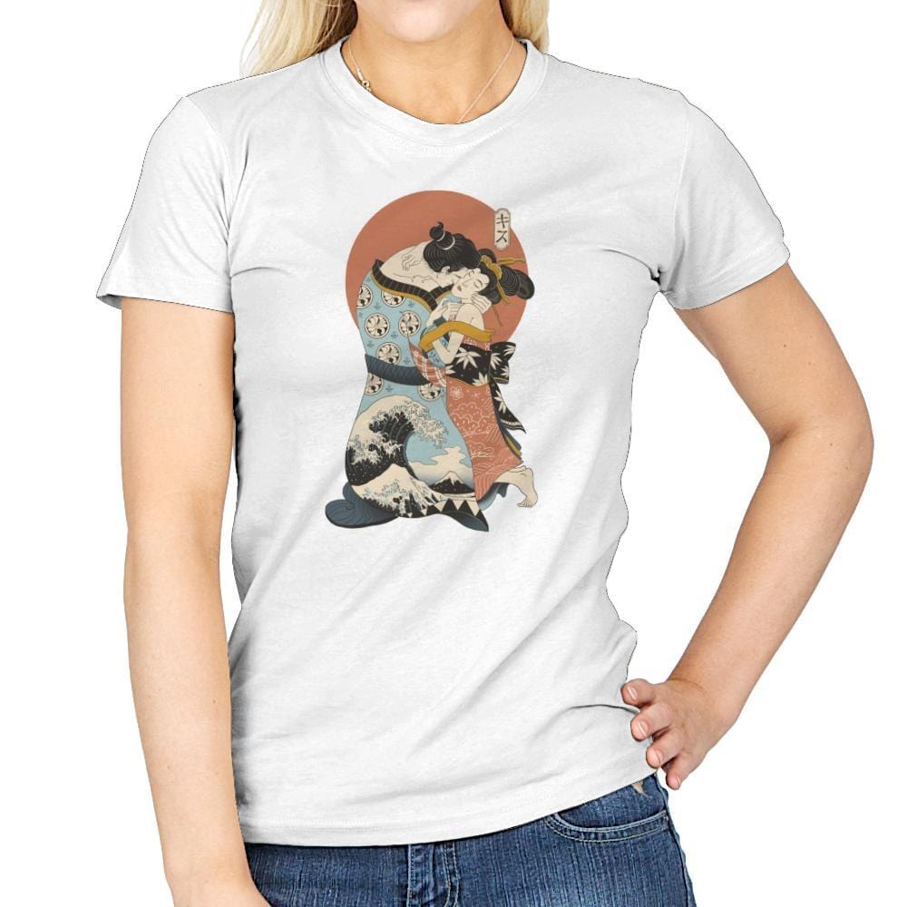 The Kiss Ukiyo-e - Womens T-Shirts RIPT Apparel Small / White