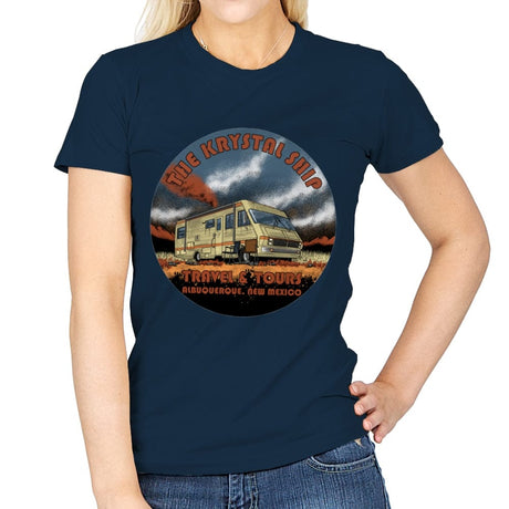 The Krystal Ship - Womens T-Shirts RIPT Apparel Small / Navy
