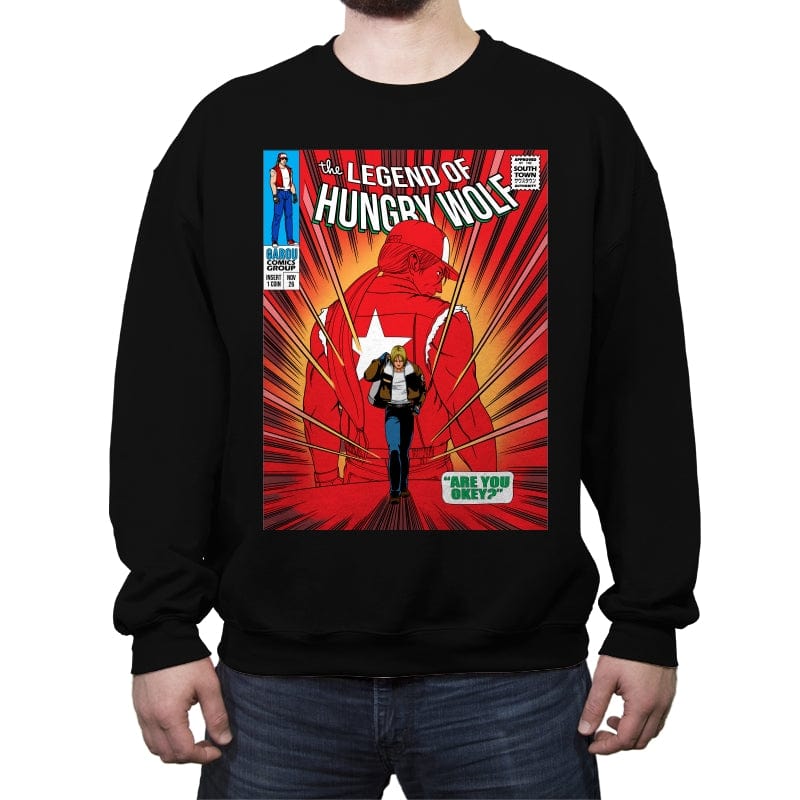 The Legend of the Hungry Wolf - Crew Neck Sweatshirt Crew Neck Sweatshirt RIPT Apparel Small / Black