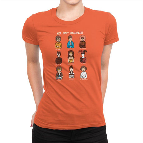The Many Disguises of a Morgandorfer Exclusive - Womens Premium T-Shirts RIPT Apparel Small / Classic Orange