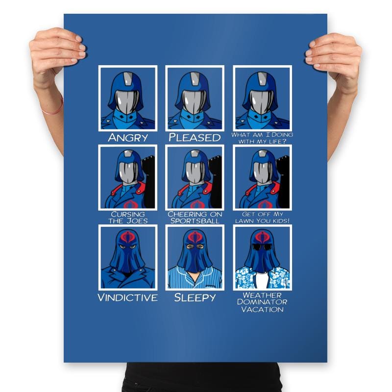 The Many Faces of Cobra Commander - Prints Posters RIPT Apparel 18x24 / Royal