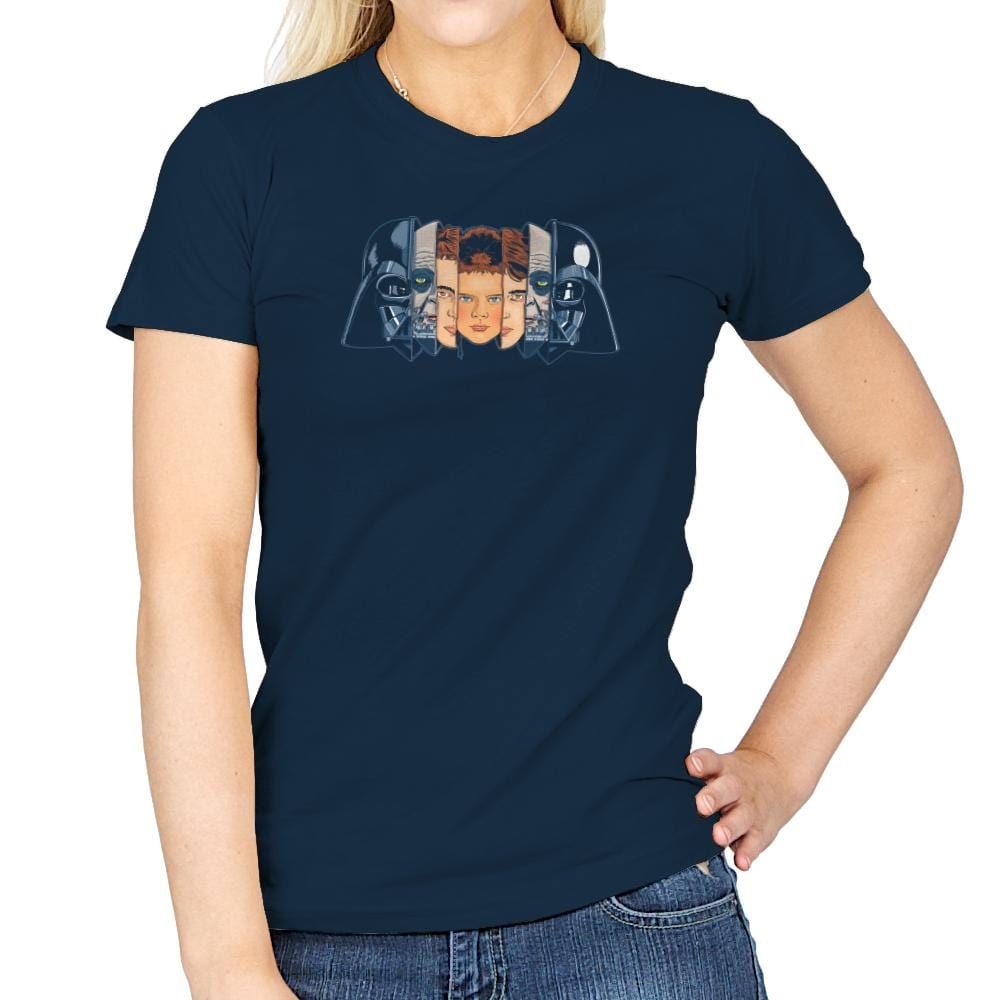 The Many Faces Of Vader Exclusive - Womens T-Shirts RIPT Apparel Small / Navy