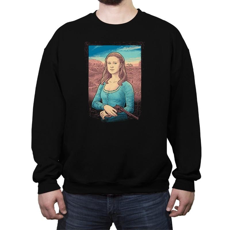 The Mystery of Dolores' Smile - Crew Neck Sweatshirt Crew Neck Sweatshirt RIPT Apparel Small / Black