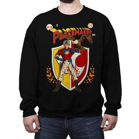 The Peacemaker Featuring Eagly Comics - Crew Neck Sweatshirt Crew Neck Sweatshirt RIPT Apparel Small / Black