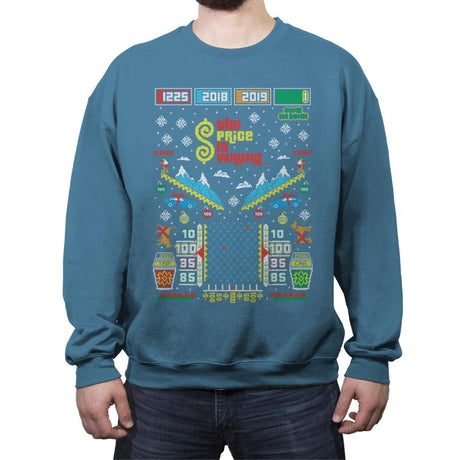 The Price is Wrong - Ugly Holiday - Crew Neck Sweatshirt Crew Neck Sweatshirt RIPT Apparel Small / Indigo Blue