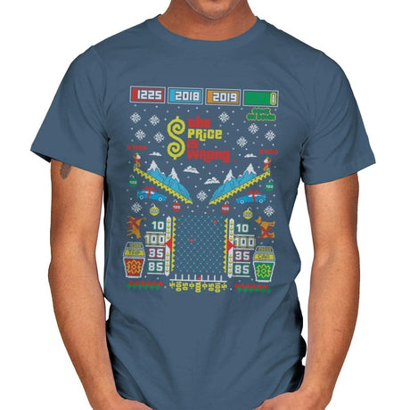 The Price is Wrong - Ugly Holiday - Mens T-Shirts RIPT Apparel Small / Indigo Blue