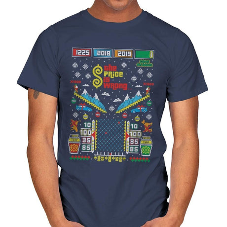 The Price is Wrong - Ugly Holiday - Mens T-Shirts RIPT Apparel Small / Navy