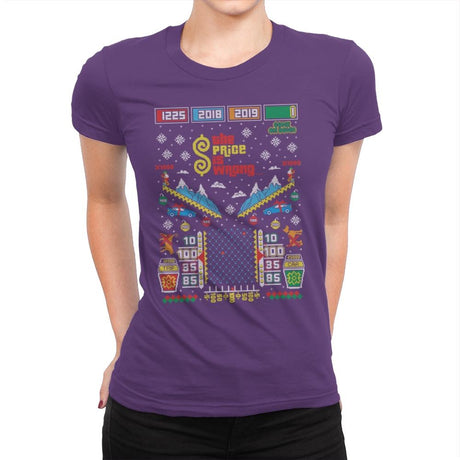 The Price is Wrong - Ugly Holiday - Womens Premium T-Shirts RIPT Apparel Small / Purple Rush