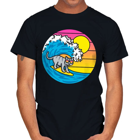 The Purrfect Wave - Mens T-Shirts RIPT Apparel Small / Black