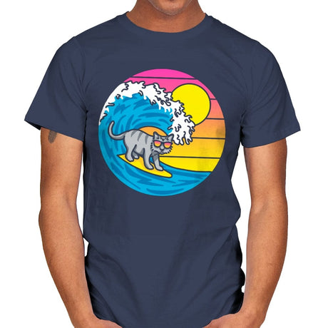 The Purrfect Wave - Mens T-Shirts RIPT Apparel Small / Navy