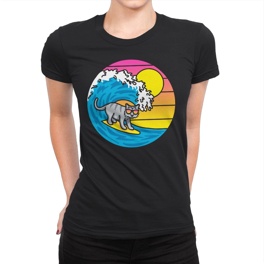 The Purrfect Wave - Womens Premium T-Shirts RIPT Apparel Small / Black