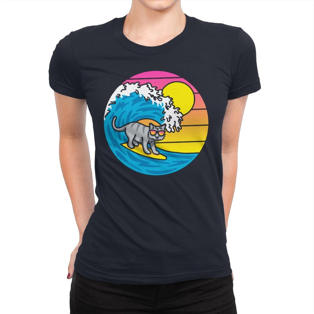 The Purrfect Wave - Womens Premium T-Shirts RIPT Apparel Small / Midnight Navy