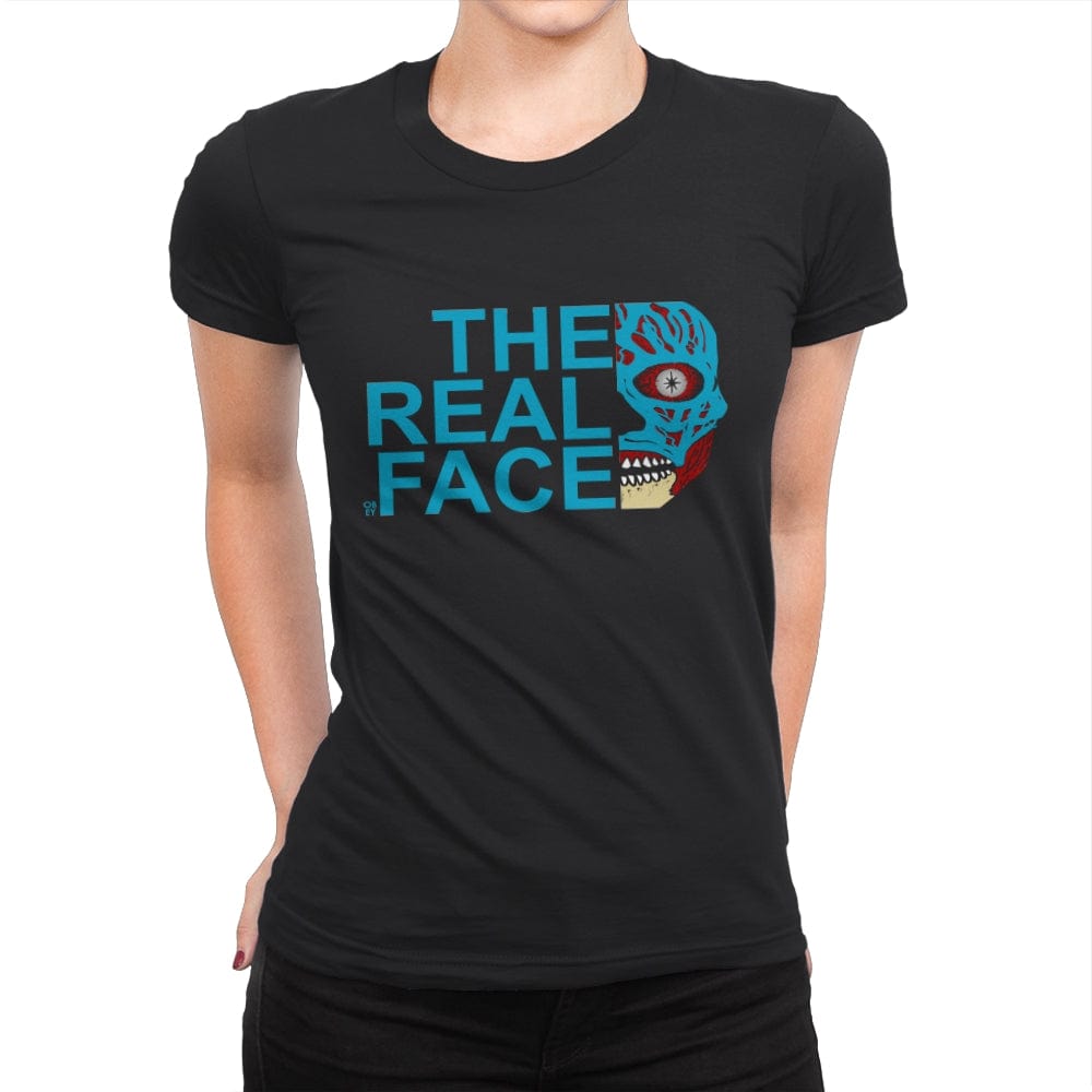 The Real Face - Womens Premium T-Shirts RIPT Apparel Small / Black