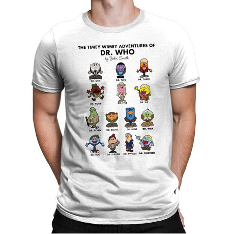 The Timey Wimey Adventures of the Doctor - Mens Premium T-Shirts RIPT Apparel Small / White