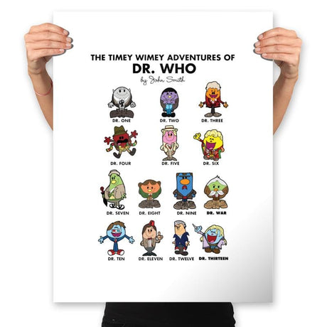 The Timey Wimey Adventures of the Doctor - Prints Posters RIPT Apparel 18x24 / White