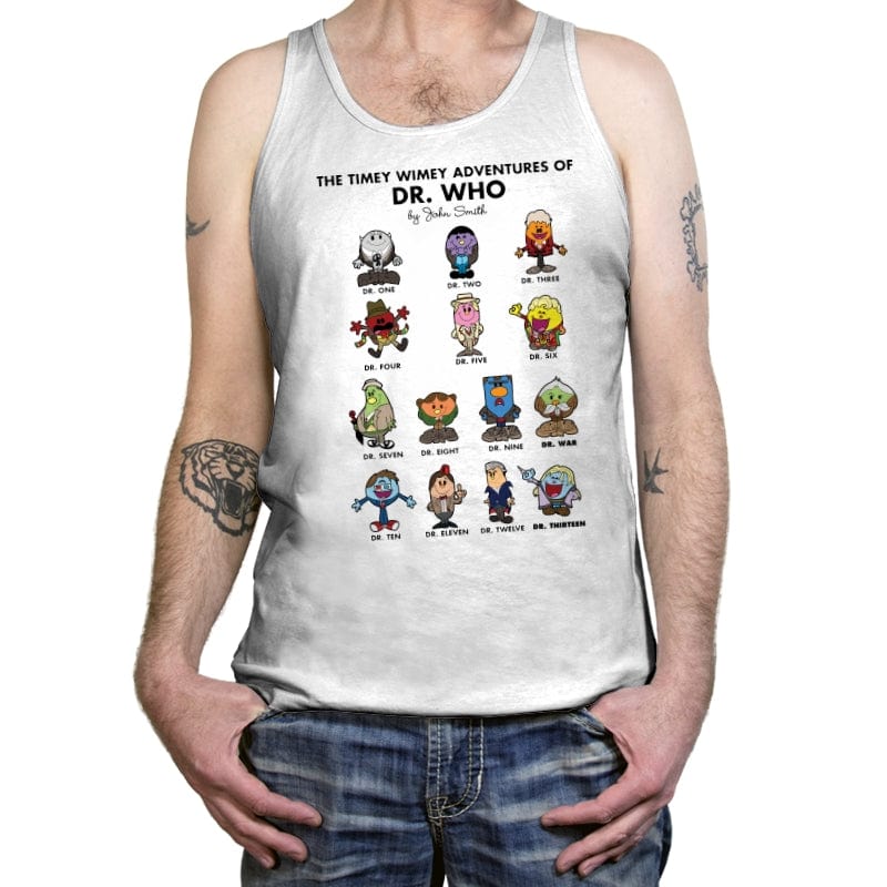 The Timey Wimey Adventures of the Doctor - Tanktop Tanktop RIPT Apparel X-Small / White