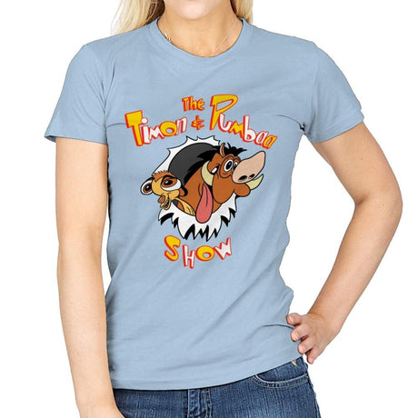 The Timon and Pumbaa Show - Womens T-Shirts RIPT Apparel Small / Light Blue