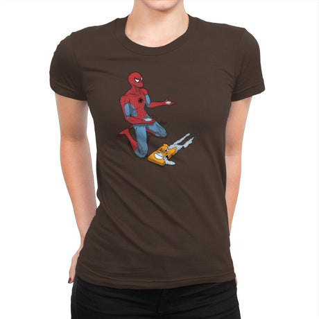 The Uncle Ben Tragedy Exclusive - Womens Premium T-Shirts RIPT Apparel Small / Dark Chocolate