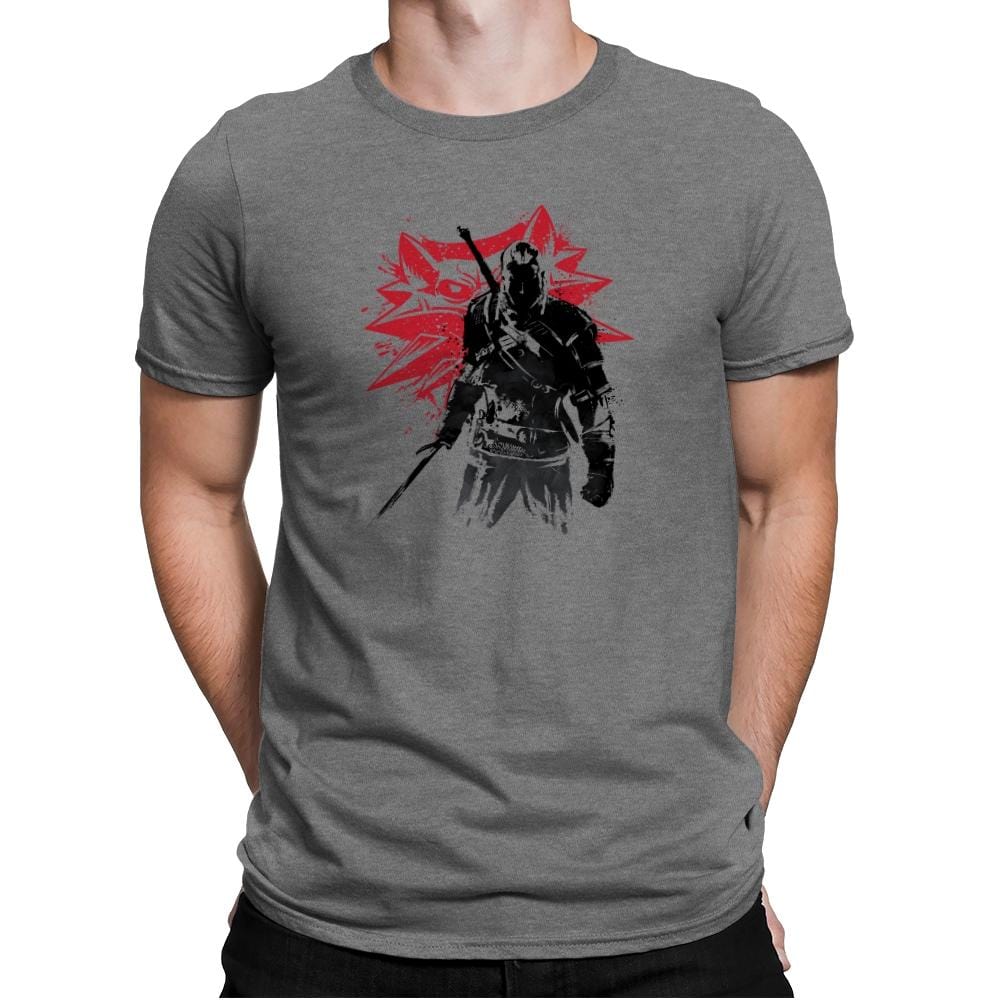 The Witcher Sumi-E - Sumi Ink Wars - Mens Premium T-Shirts RIPT Apparel Small / Heather Grey