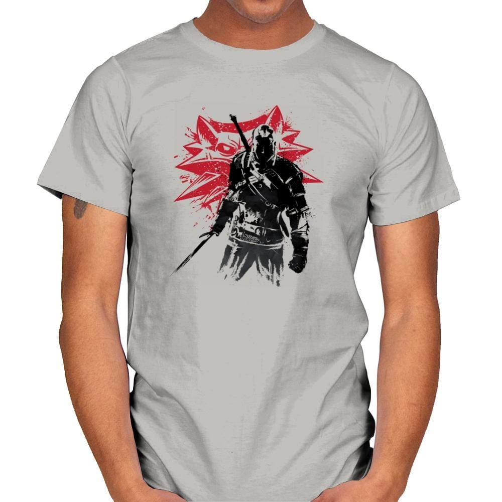 The Witcher Sumi-E - Sumi Ink Wars - Mens T-Shirts RIPT Apparel Small / Ice Grey