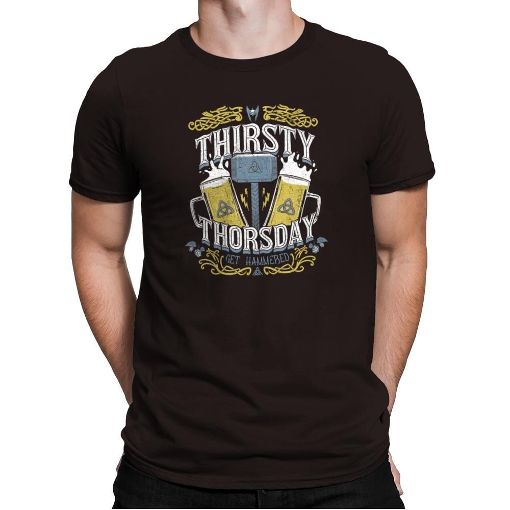 Thirsty Thorsday Exclusive - Mens Premium T-Shirts RIPT Apparel Small / Dark Chocolate
