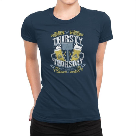 Thirsty Thorsday Exclusive - Womens Premium T-Shirts RIPT Apparel Small / Midnight Navy