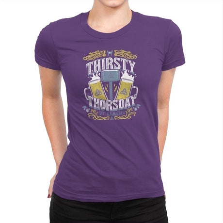 Thirsty Thorsday Exclusive - Womens Premium T-Shirts RIPT Apparel Small / Purple Rush