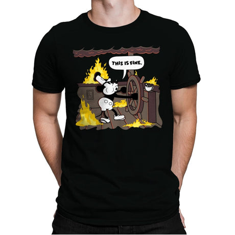 This is Fine - Steamboat Willie - Mens Premium T-Shirts RIPT Apparel Small / Black