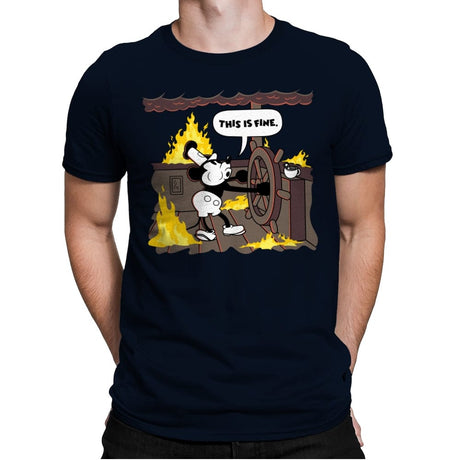 This is Fine - Steamboat Willie - Mens Premium T-Shirts RIPT Apparel Small / Midnight Navy