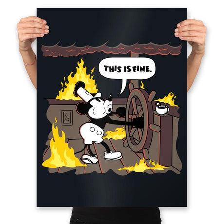 This is Fine - Steamboat Willie - Prints Posters RIPT Apparel 18x24 / Black