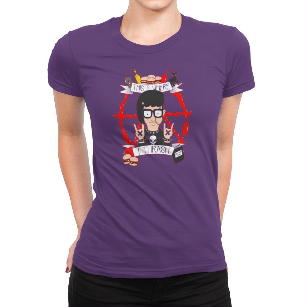 This Is Where I Thrash Exclusive - Womens Premium T-Shirts RIPT Apparel Small / Purple Rush