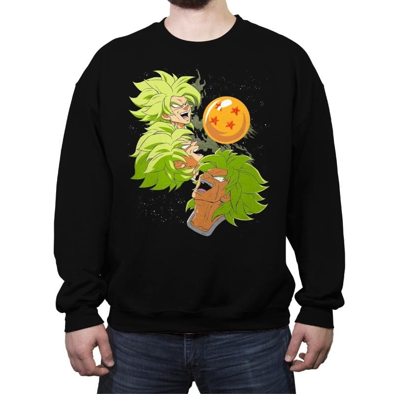 Three Broly Moon - Crew Neck Sweatshirt Crew Neck Sweatshirt RIPT Apparel