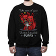 Three-Headed Puppy - Crew Neck Sweatshirt Crew Neck Sweatshirt RIPT Apparel Small / Black