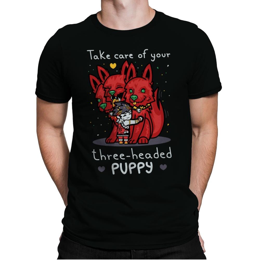 Three-Headed Puppy - Mens Premium T-Shirts RIPT Apparel Small / Black