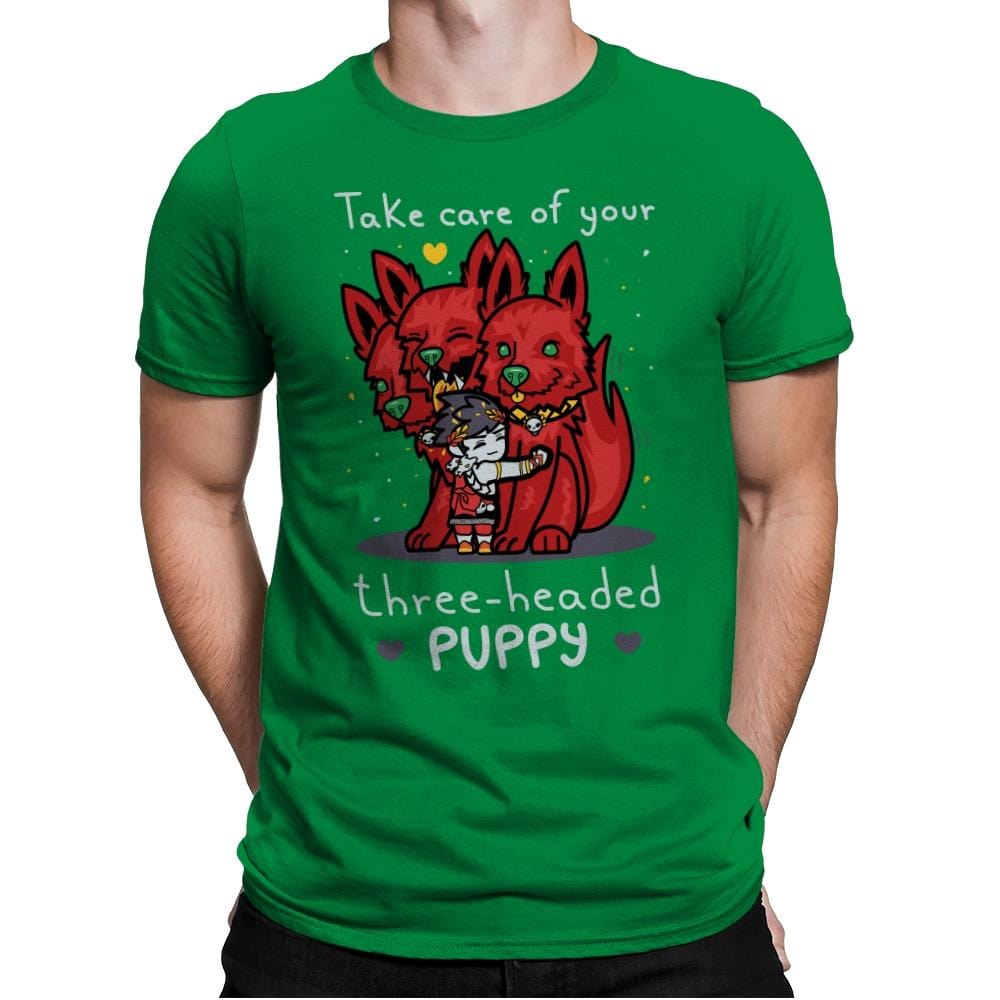 Three-Headed Puppy - Mens Premium T-Shirts RIPT Apparel Small / Kelly